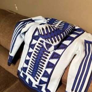 Stylish Blue and White Men's Cardigan